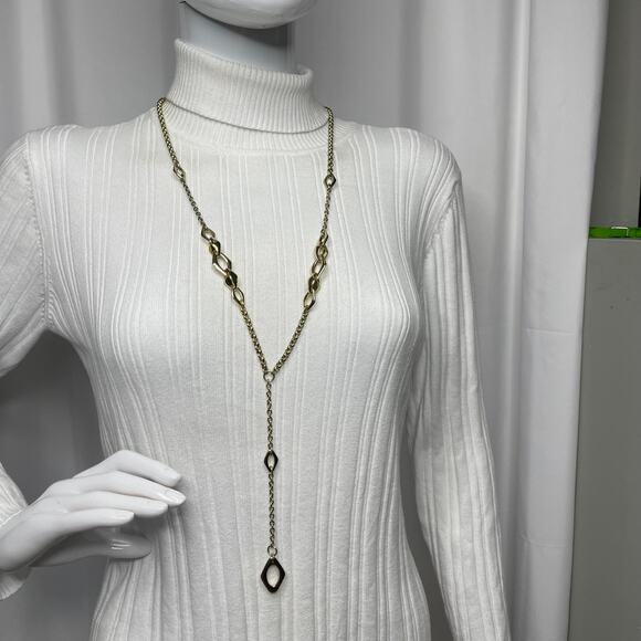 Chico's long necklace gold tone y-drop y drop signed costume jewelry - Picture 8 of 13